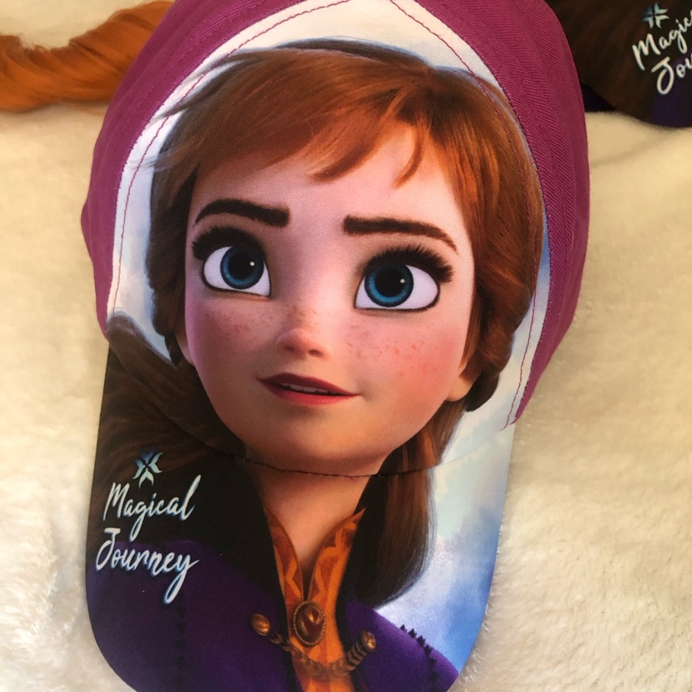 Disney Frozen II Purple Cap with Anna Character Art with hair New